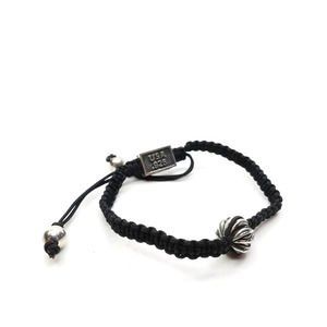 King Baby Studio Macrame Black Bracelet With A Feather Bead Fine Silver .925